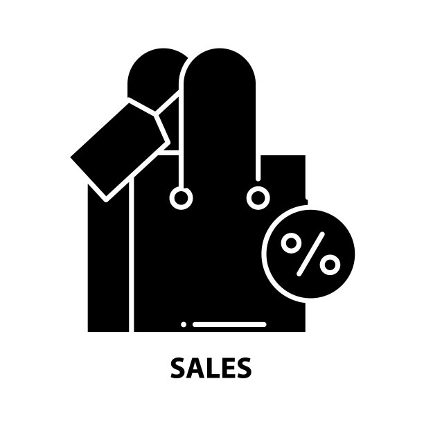 销售图标，黑色矢量符号与可编辑的笔触，概念插图图片下载