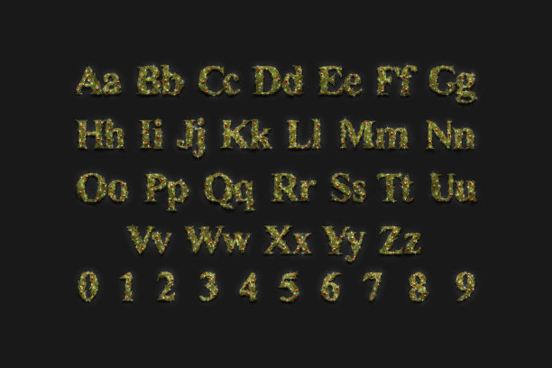 装饰的大写，小写，数字符号，圣诞字体模型设置黑暗图片下载