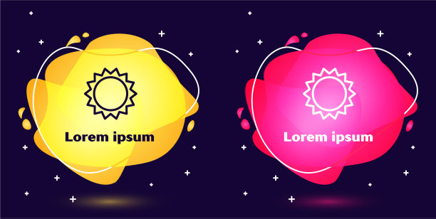 设置线太阳图标孤立在蓝色背景图片下载