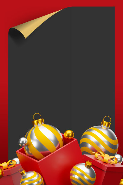 圣诞快乐和新年快乐的背景与节日装饰和拷贝空间。三维演示图片下载
