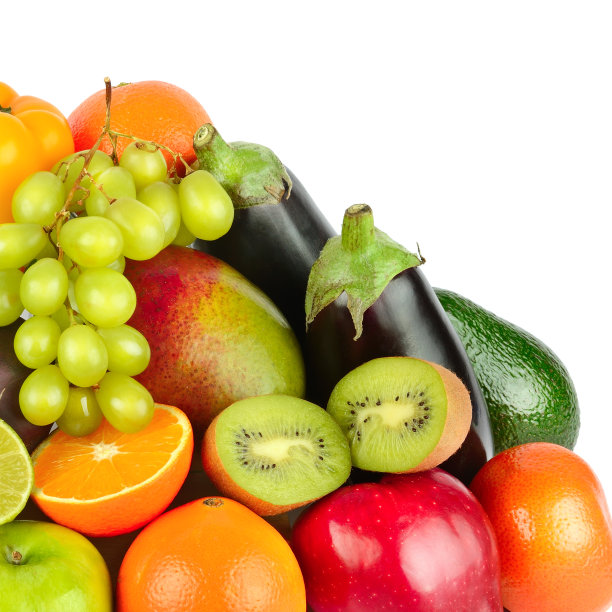 水果和蔬菜孤立在白色背景上。健康食品。图片下载