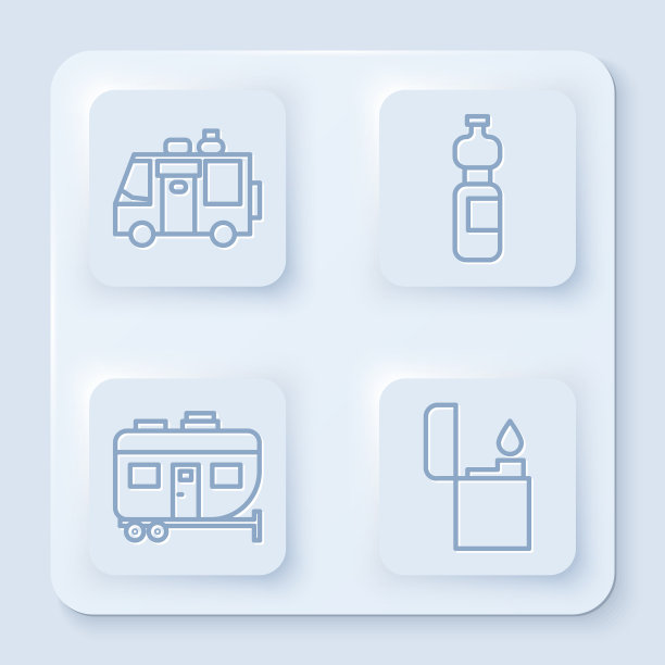 集房车露营拖车，瓶装水房车图片下载