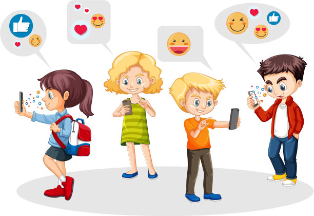 人们使用带有社交媒体图标的智能手机图片下载