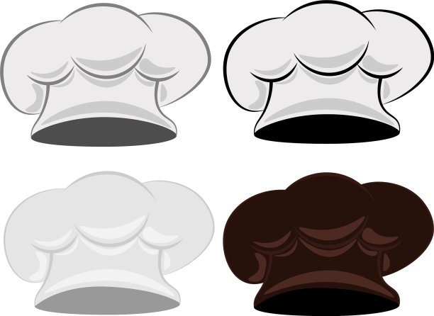 厨师帽在一顶白色的帽子上设置了四个厨师帽图片下载