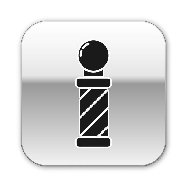 黑色经典理发店标杆图标孤立上图片下载