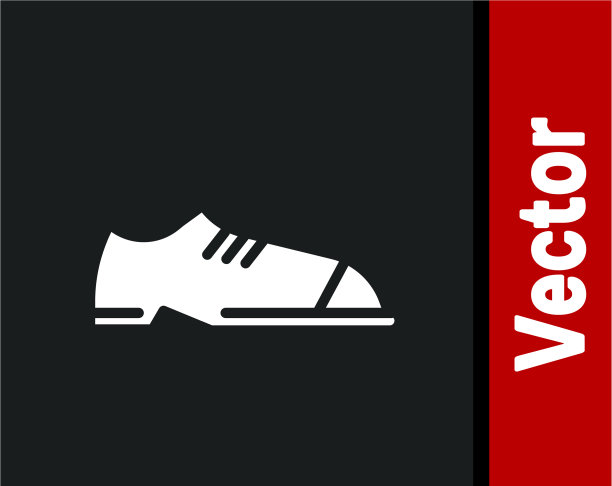 白人男子鞋图标孤立在黑色背景图片下载