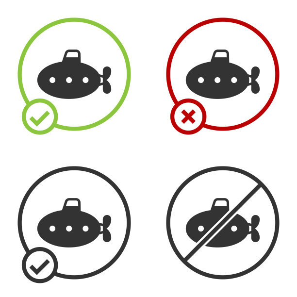 黑色潜水艇玩具图标孤立在白色上图片下载