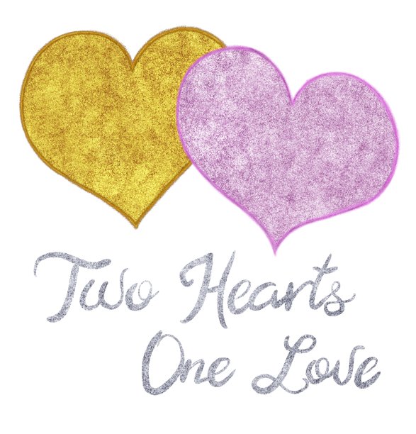 情人节的心形图案。金色和粉红色的闪光图案与手写的关于爱的文字隔离在白色升华，打印，卡片，数字纸，邀请图片下载