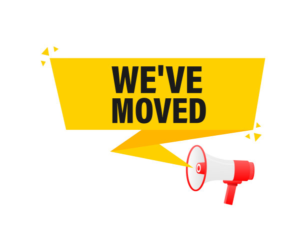 我们已经移动了扩音器黄色横幅在白色背景的3D风格。矢量插图。图片下载