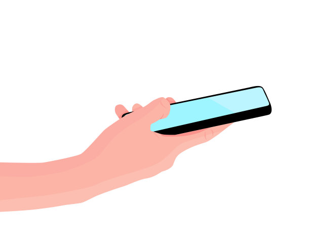 手机在手里。女人拿着黑色智能手机。手指触摸屏幕。为你的文本复制空间。矢量插图，白色背景图片下载