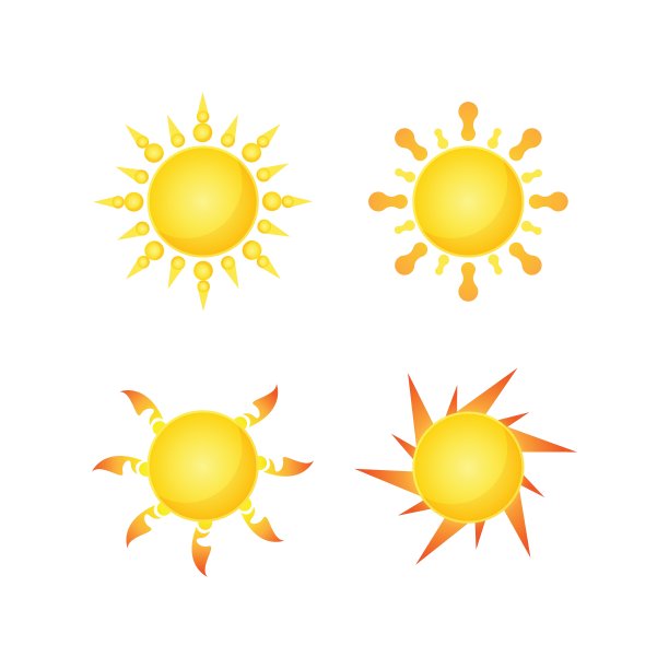 太阳矢量孤立夏季图标设计。向量黄色太阳符号图片下载