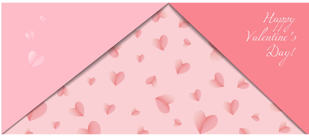 情人节横幅。背景剪纸效果和心形渐变。为你的文本复制空间。礼品卡、广告、海报概念模型。矢量图图片下载
