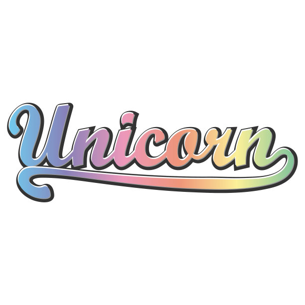 独角兽标题在柔和的彩虹颜色与白色图片下载