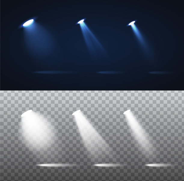 一套高质量的现实运动灯光为您的设计。孤立的向量元素图片下载