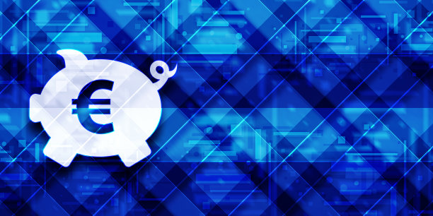 小猪银行欧元标志图标现代玻璃蓝色旗帜背景图案插图图片下载