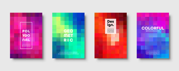 多边形抽象背景与正方形。彩色梯度设计。低多边形几何矩形形状的现代横幅。矢量图图片下载