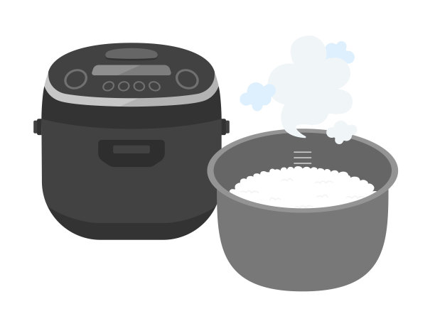用电饭锅煮米饭。图片下载