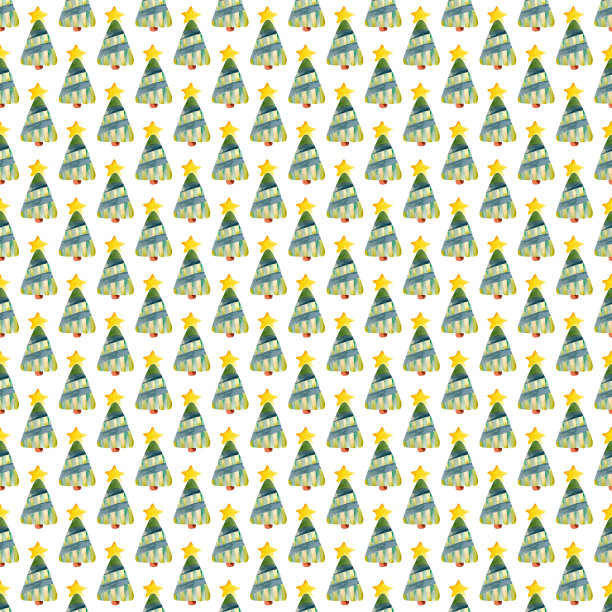 无缝水彩绘制的圣诞树手绘图片下载