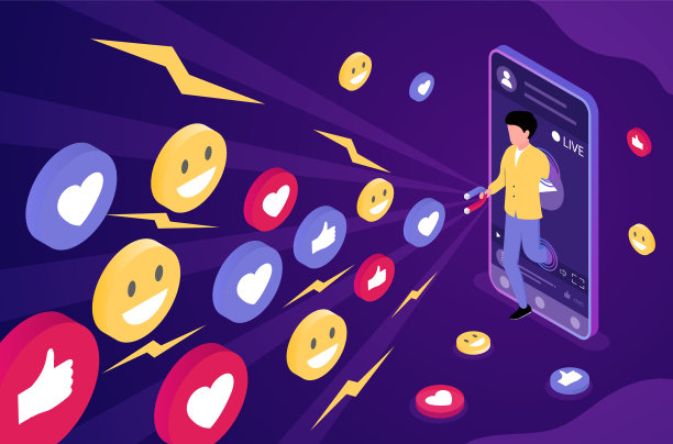 男性角色利用磁铁在社交媒体上获得赞和反应图片下载