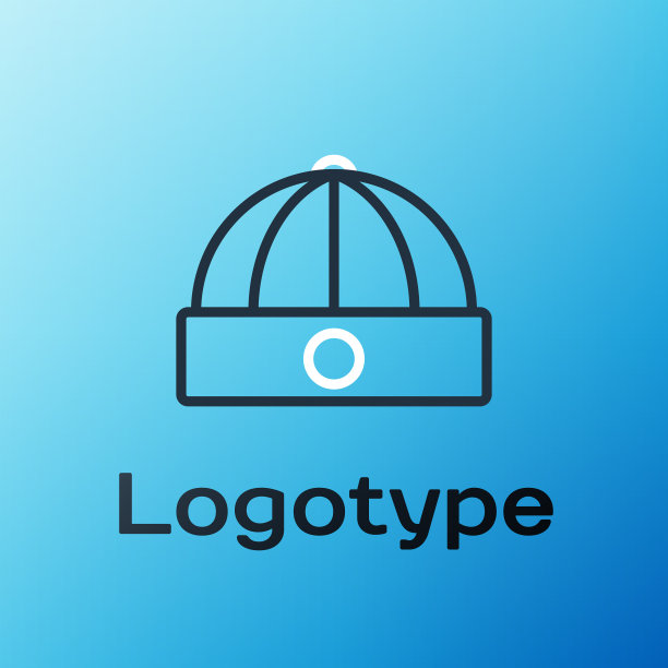 线中国帽子图标孤立在蓝色背景图片下载