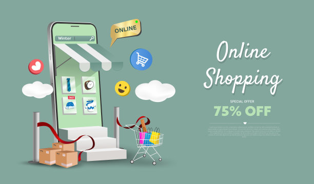 网上商店的网站和手机设计。聪明的企业营销理念。水平的观点。矢量插图。图片下载