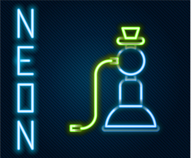 发光的霓虹灯线水烟图标孤立在黑色图片下载