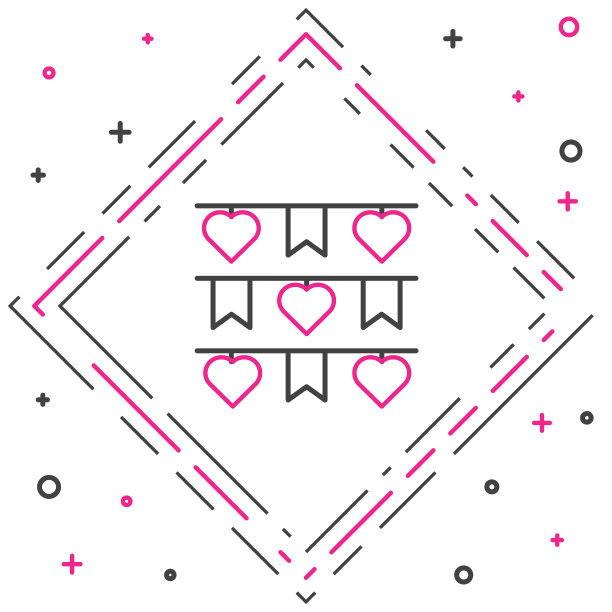 行狂欢节花环与旗帜图标孤立上图片下载