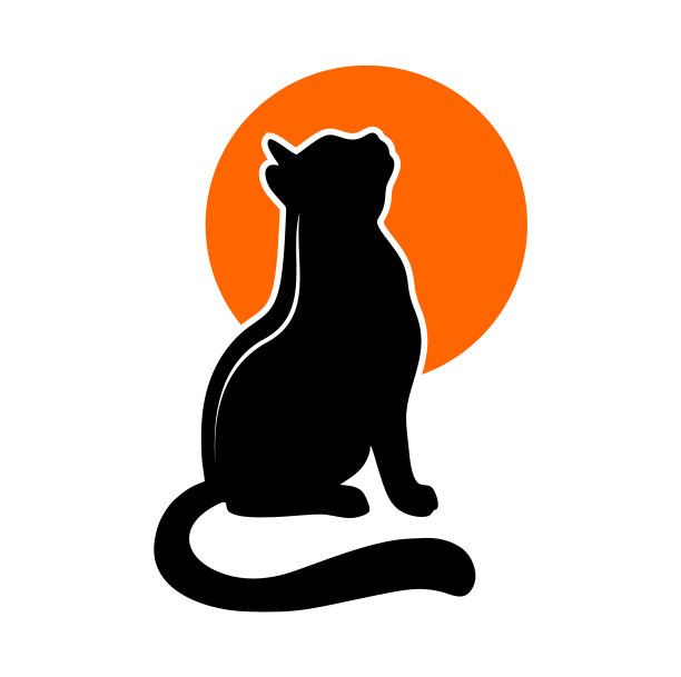 设置灰色猫的轮廓平风格图片下载