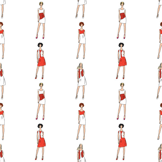 无缝图案年轻苗条的女性在夏天图片下载