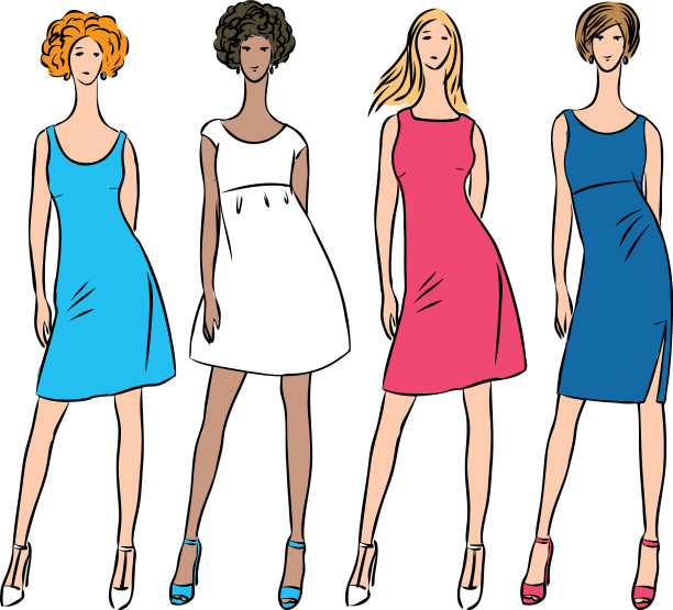 图片素描时尚苗条的女人在图片下载