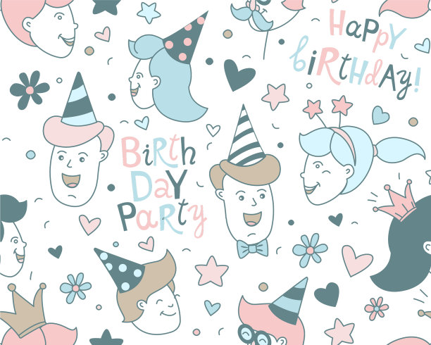 生日快乐字细线无缝图片下载