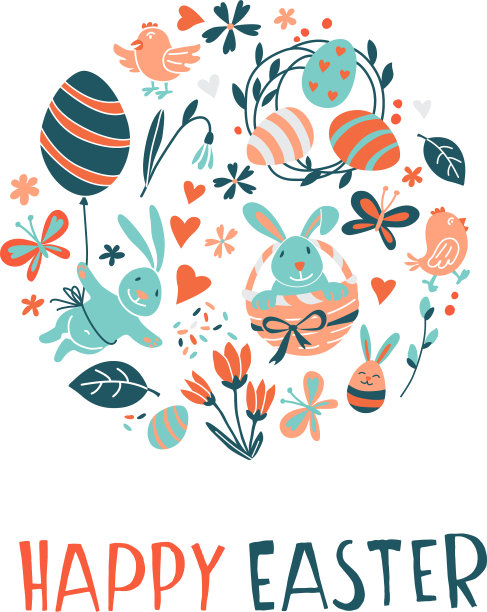 有趣的快乐复活节彩蛋狩猎贺卡图片下载