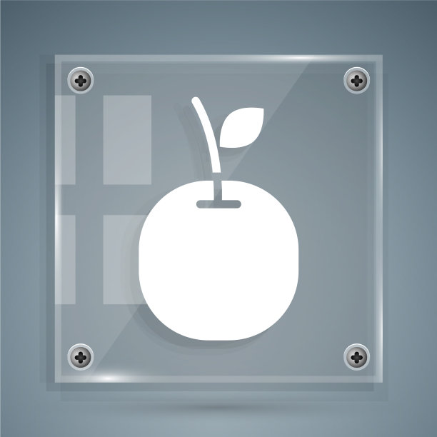 白色苹果图标孤立在灰色背景图片下载