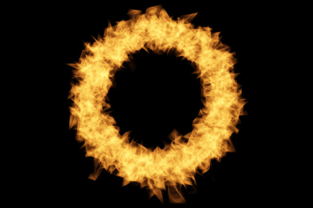 火焰圈和以黑色背景为中心的一圈火焰。图片下载