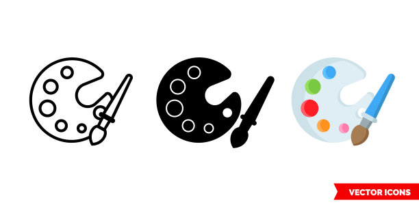 调色板图标3种类型隔离图片下载