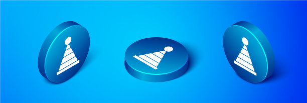 等距派对帽图标孤立在蓝色图片下载