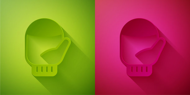 剪纸圣诞手套图标孤立在绿色图片下载