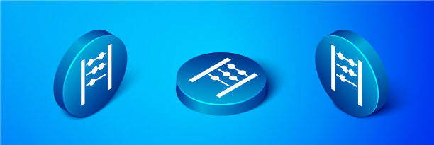 等距算盘图标孤立在蓝色背景图片下载