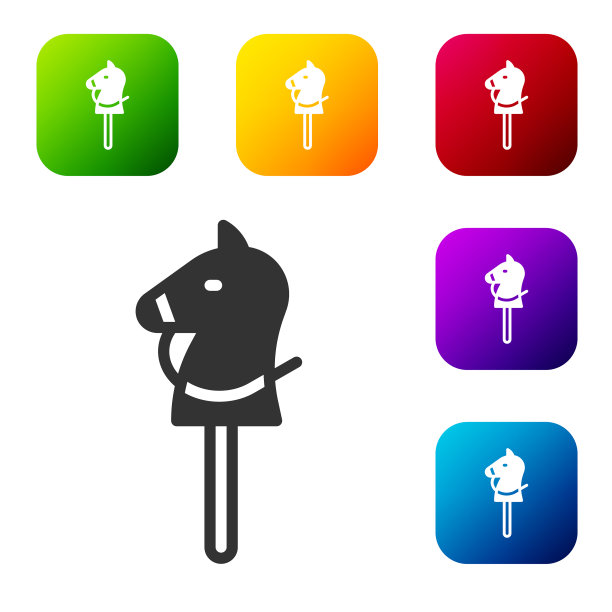 黑色玩具马图标孤立在白色背景上图片下载