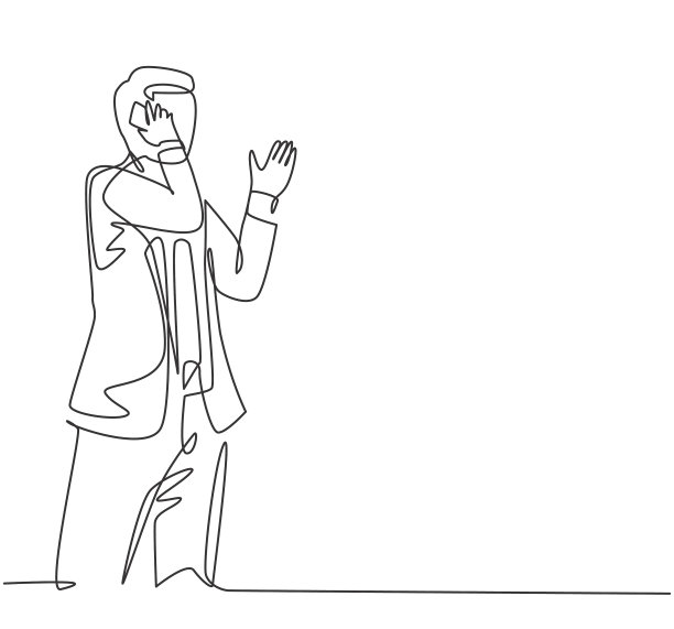 商务洽谈概念单线画图片下载