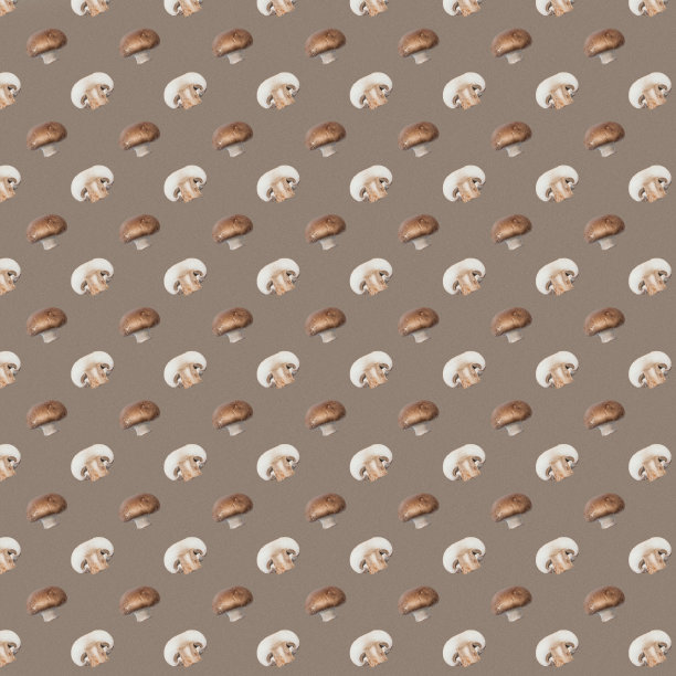 无缝极简的模式与蘑菇在米色背景。健康食品,饮食。照片拼贴，蔬菜背景，明信片，打印在织物上，包装纸，墙纸图片下载