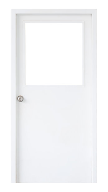 带方形窗的木制办公室门图片下载