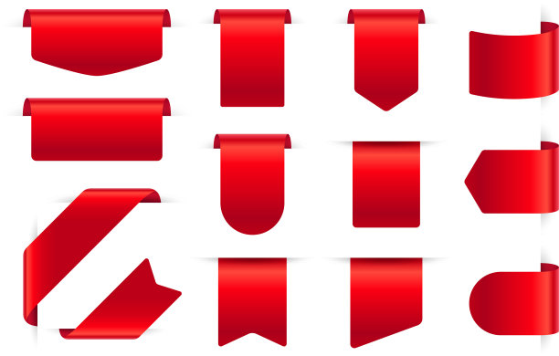 红色丝绸标签空白折扣价格标签图片下载