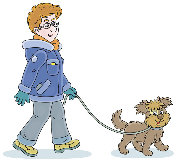 一个年轻人在遛狗图片下载