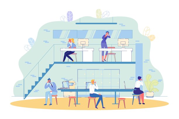 在办公室职员间传播病毒。图片下载