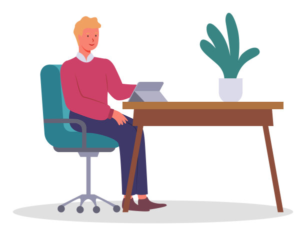 办公室职员在桌子上拿着平板电脑。在办公室工作的商人或职员图片下载