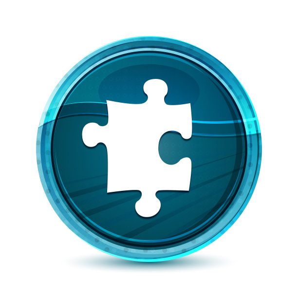 拼图图标优雅的玻璃蓝色圆形按钮矢量设计插图图片下载