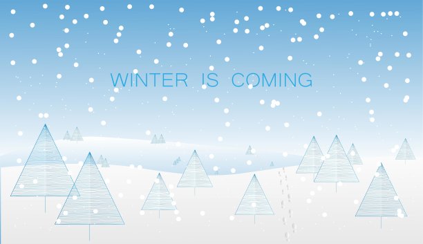 冬季的风景与蓝天上的雪。图片下载