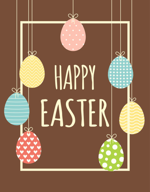 复活节框架与挂蛋，矢量插图图片下载