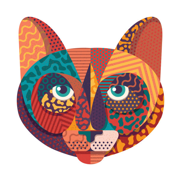 猫彩色插图。平面卡通矢量插图。图片下载